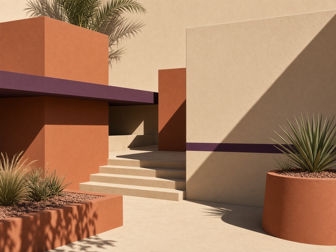 Geometric courtyard planes in warm Coachella Valley light