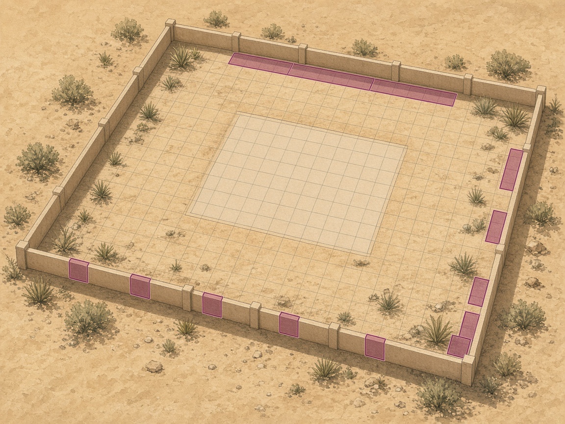 Desert lot diagram with perimeter inspection grid
