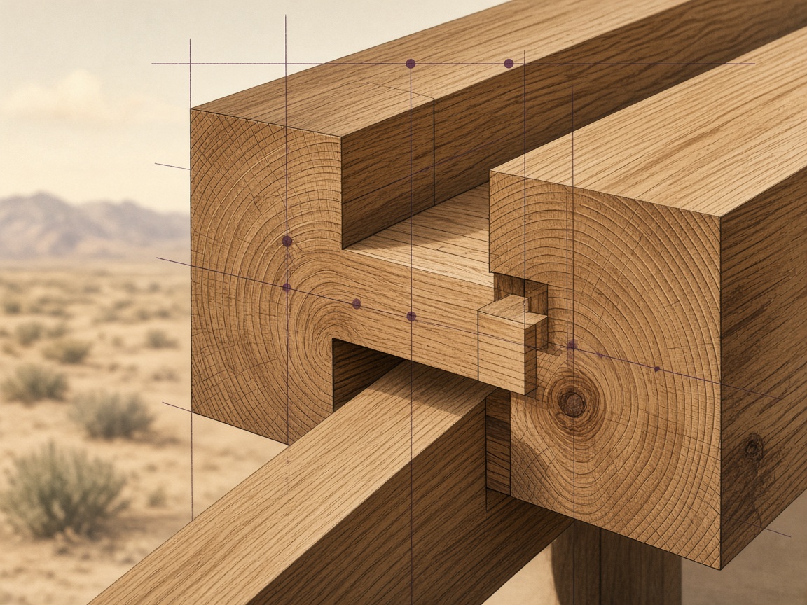 Abstract wood section with plum inspection markers